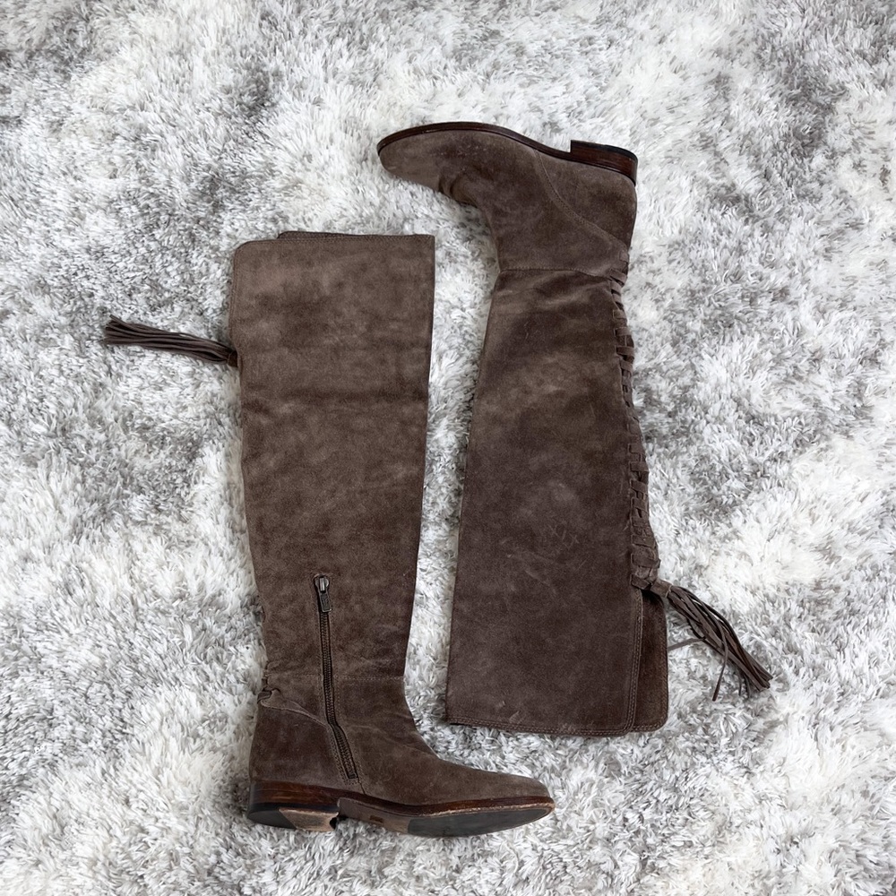 Frye Tina Tassel Lace Up Over the Knee Boots Size 6 - Picture 9 of 9